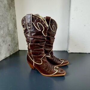NaNa Leather Western Heeled Boots